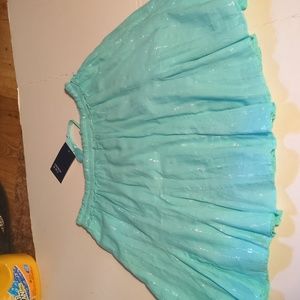 New Crown and Ivy mini skirt. Aqua color Sz S flared cotton/rayon/ metalic